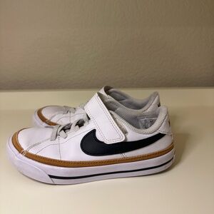 Nike Kids White and Black Sneakers with Tan Accents